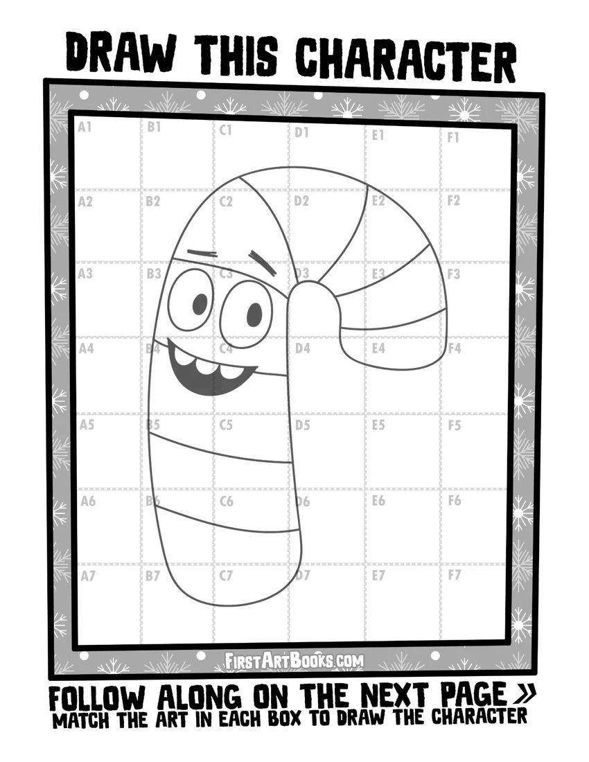 Preview of free candy cane grid drawing activity