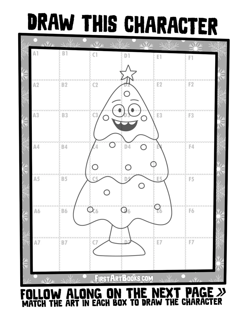 Preview of free christmas tree grid drawing activity
