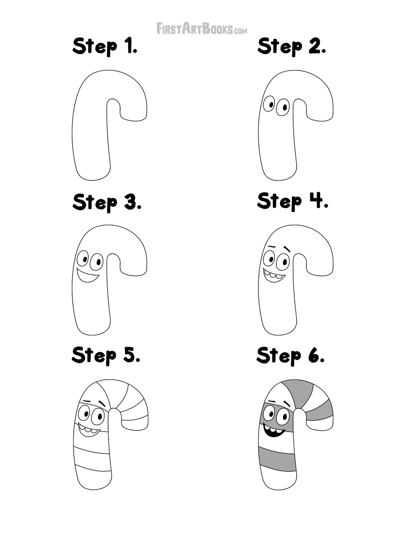 How to draw a candy cane free printable