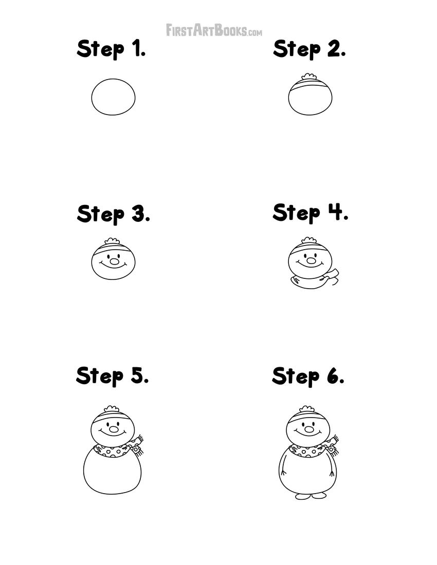 How to draw a cute snowman free printable