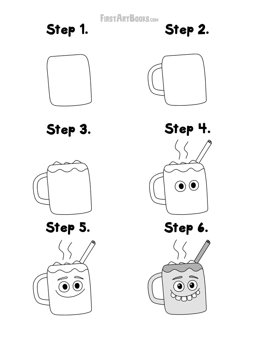 How to draw hot cocoa free printable