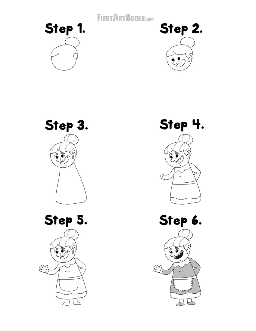 How to draw Mrs. Claus free printable