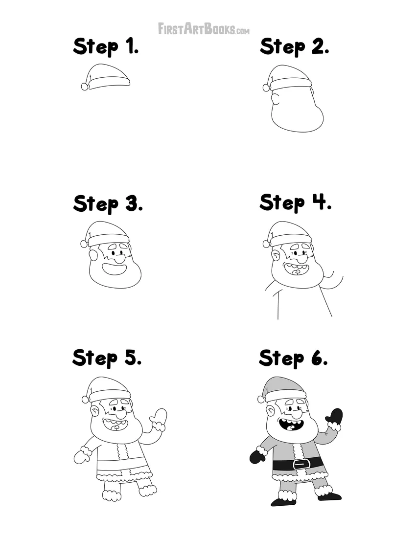 How to draw Santa Claus free printable