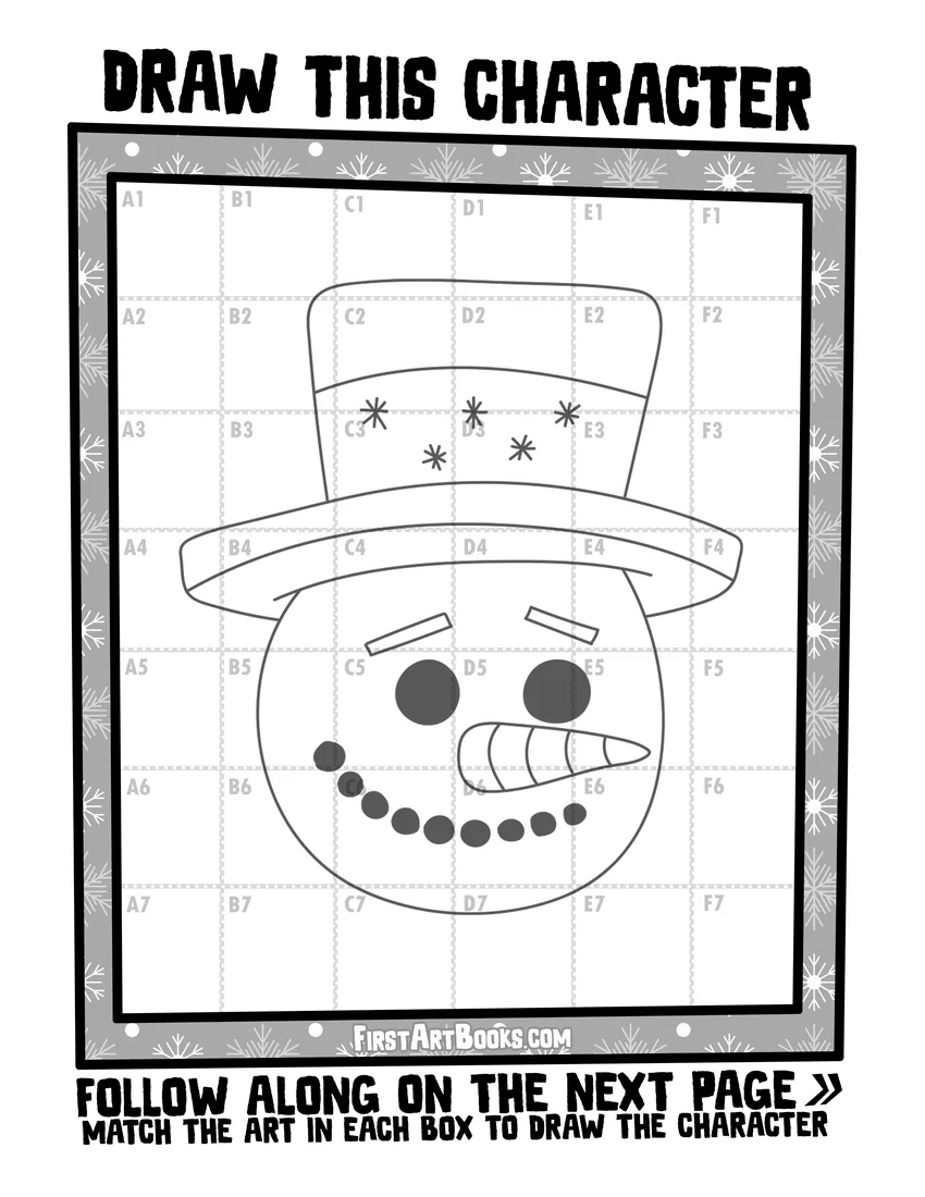 Snowman grid printable preview