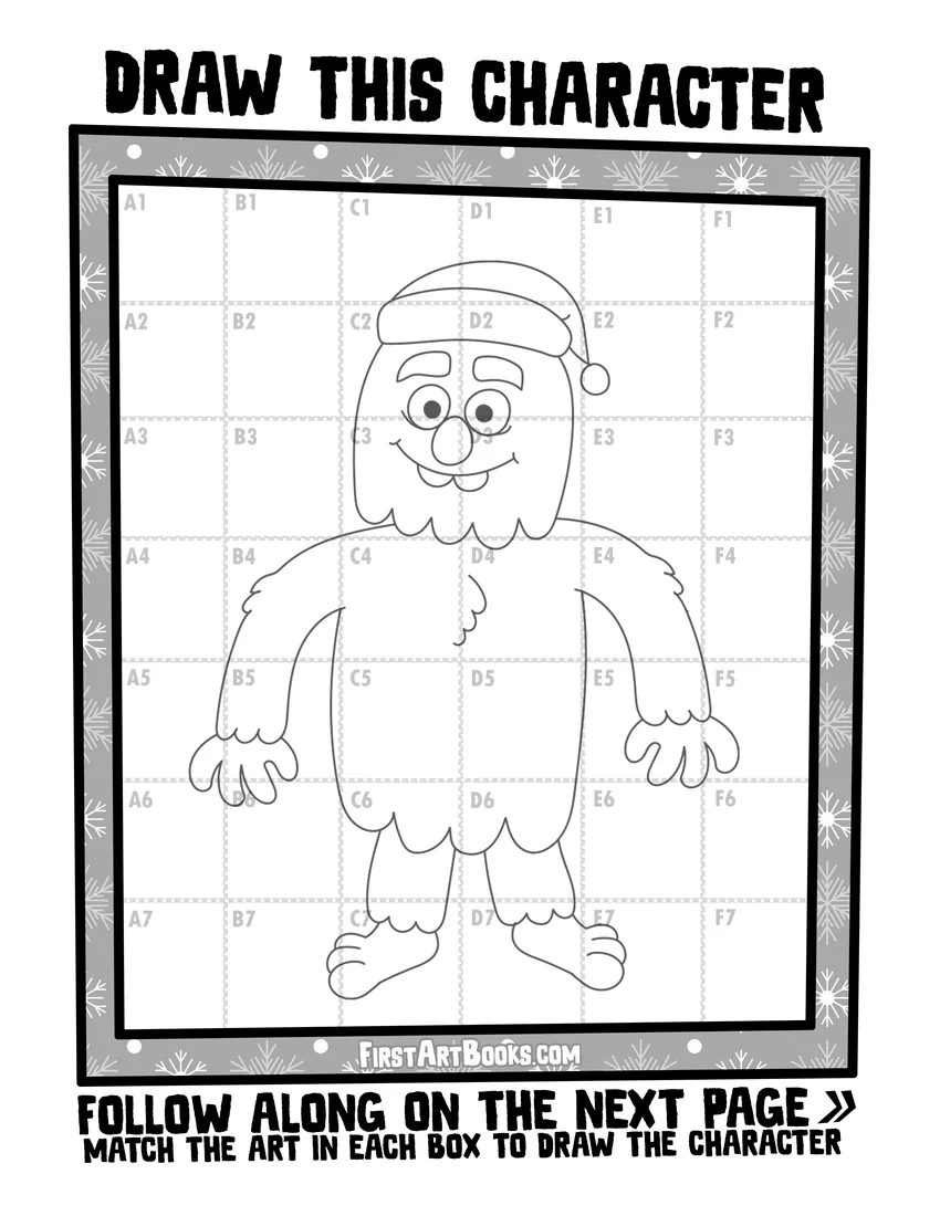 Christmas yeti grid free printable
