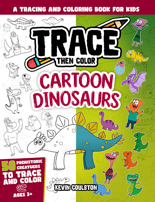 Cover of Trace Then Color: Cartoon Dinosaurs